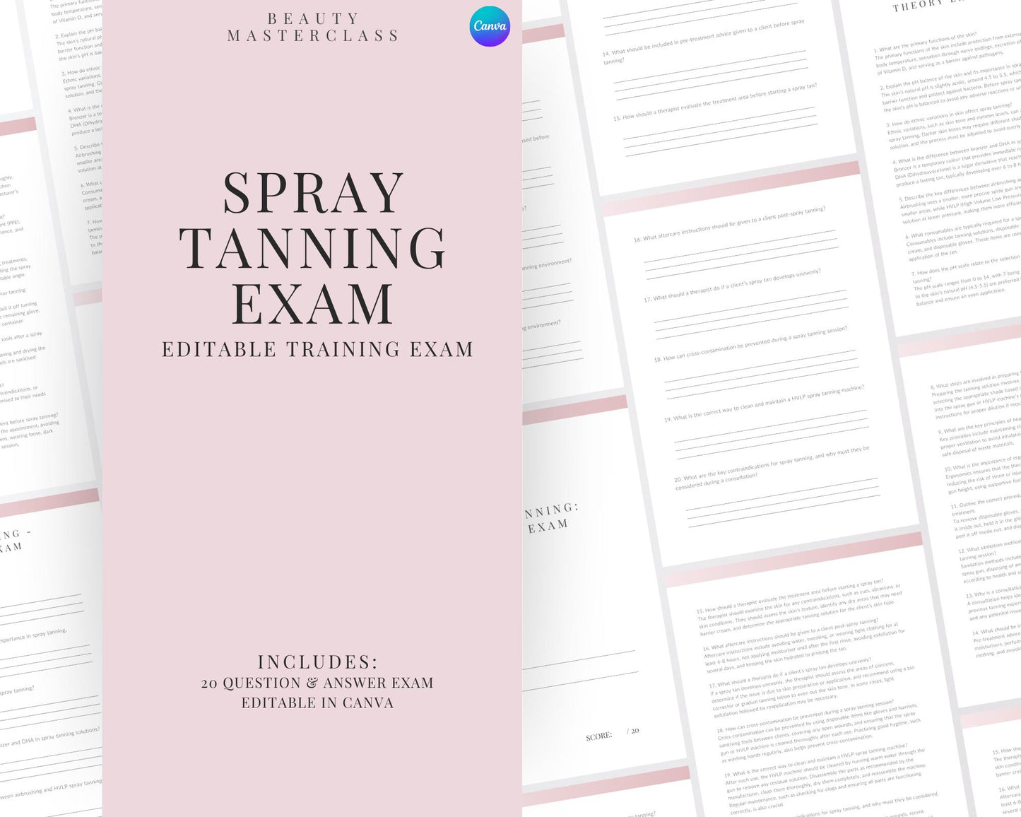 Spray Tanning Editable Theory Exam