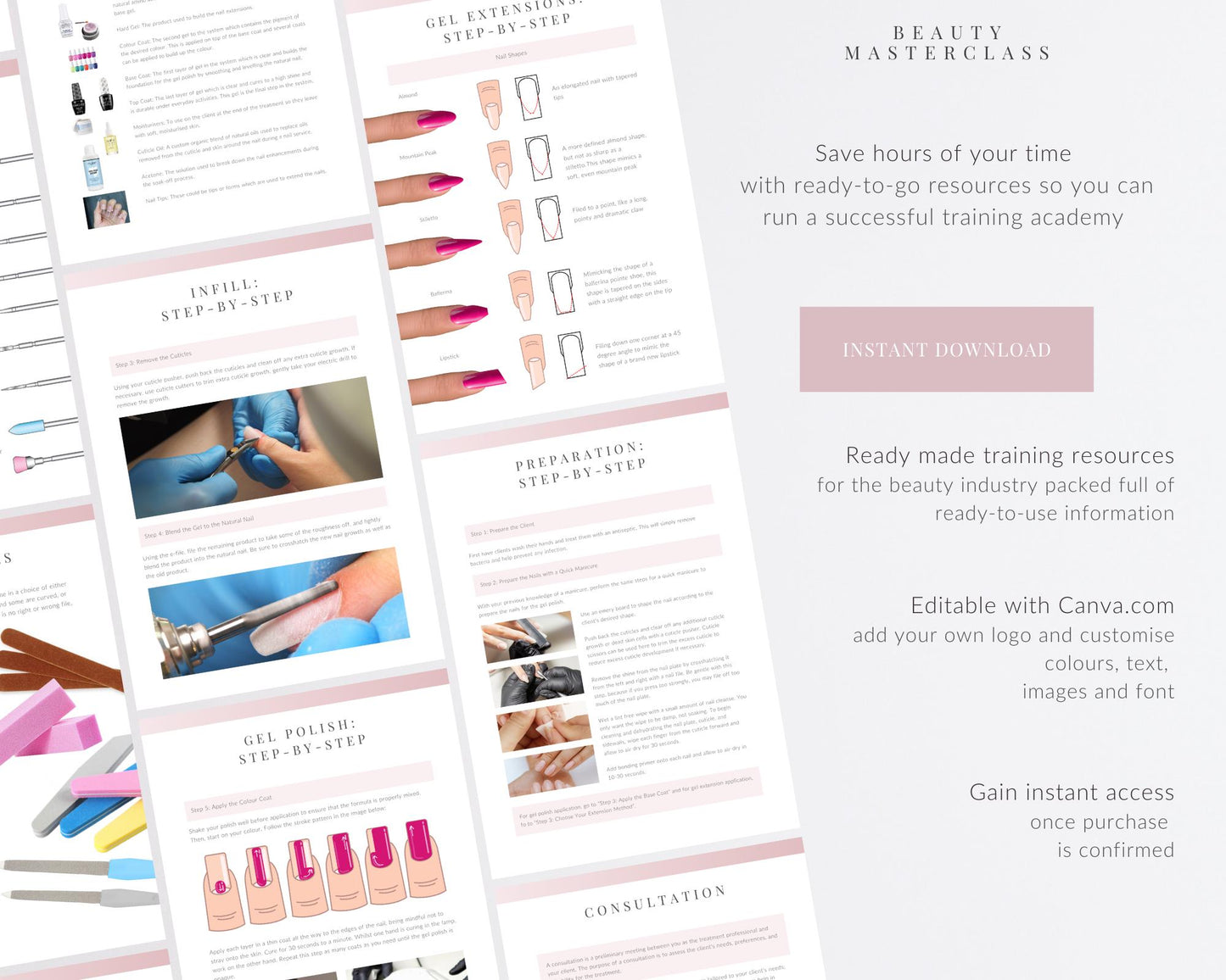 Gel Nail Polish and Gel Nail Extensions Editable Training Manual
