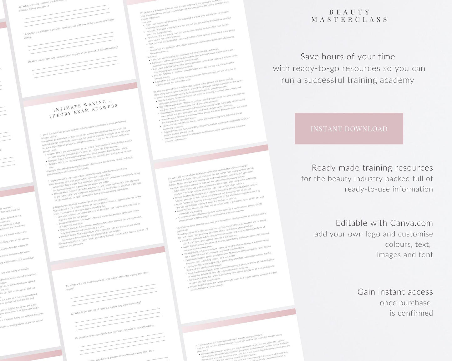 Intimate Waxing Editable Theory Exam