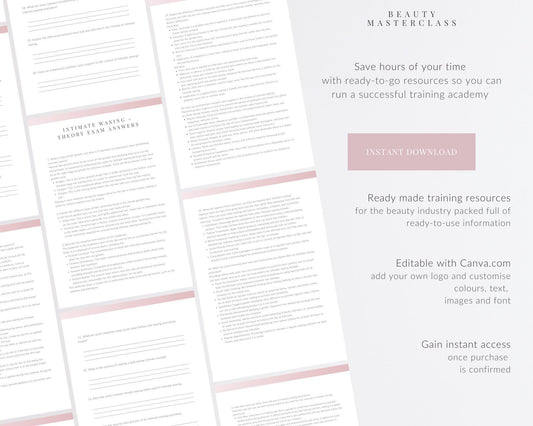 Intimate Waxing Editable Theory Exam