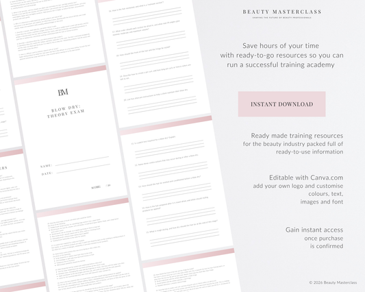 Blow Dry Hair Editable Theory Exam