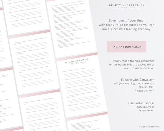 Deep Tissue Massage Editable Theory Exam