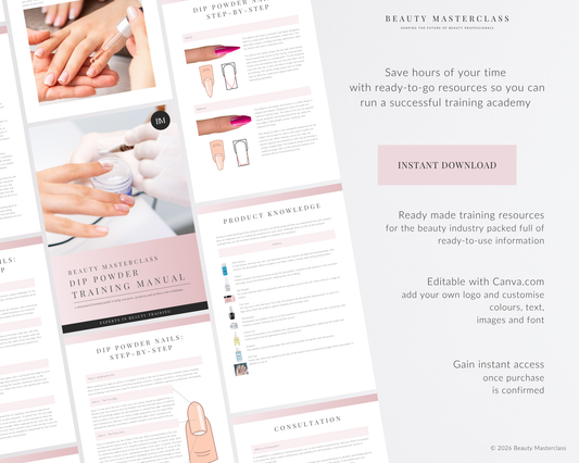 Dip Powder Nails Editable Training Manual