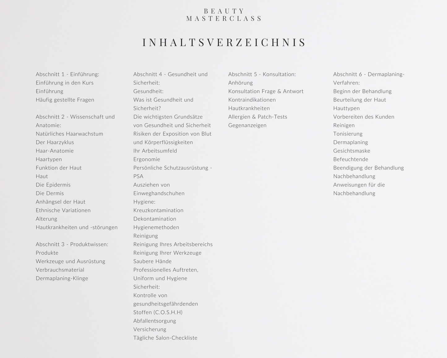 German Dermaplaning Editable Training Manual