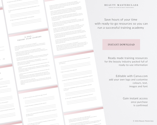 E-File Nail Editable Theory Exam