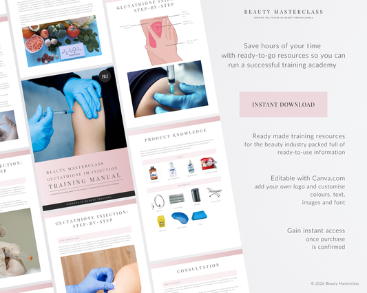 Glutathione IM Injections (IM Intramuscular) Aesthetic Editable Training Manual