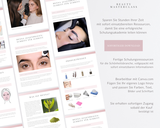 German Henna Eyebrow Editable Training Manual
