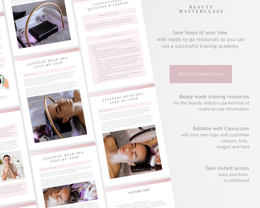 Japanese Head Spa Massage Editable Training Manual