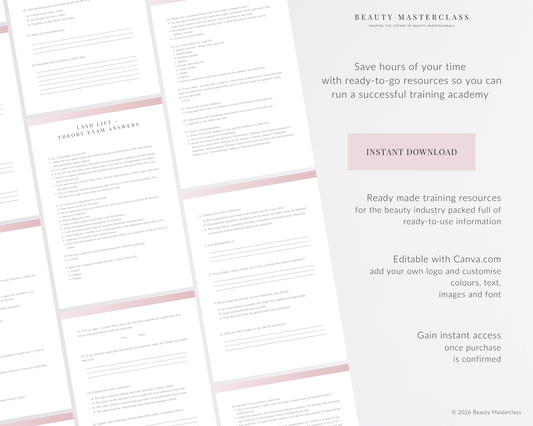 Eyelash Lift and Tint Editable Theory Exam