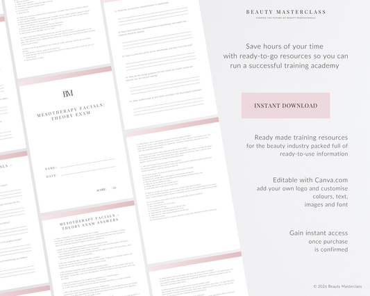 Mesotherapy Facials Aesthetic Editable Theory Exam