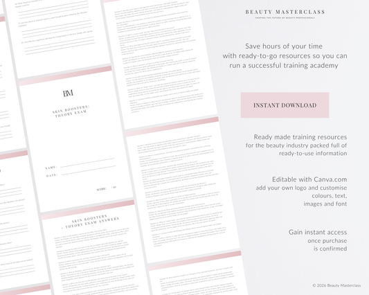 Skin Boosters Aesthetic Editable Theory Exam