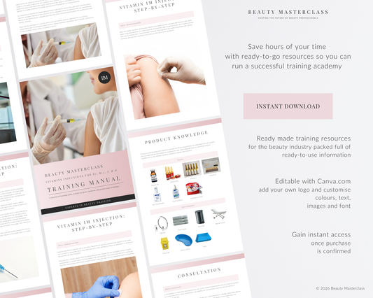 Vitamin Injections for B7, B12, C and D Aesthetic Editable Training Manual