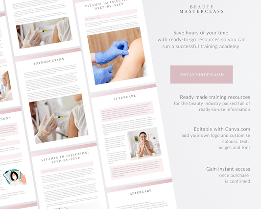 Vitamin Injections for B7, B12, C and D Aesthetic Editable Training Manual