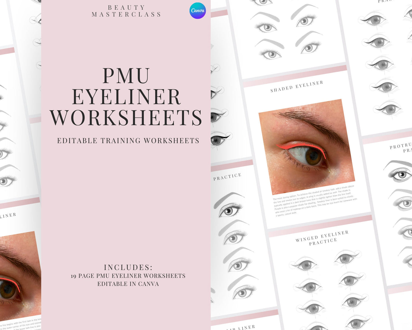 SPMU Eyeliner Mapping and Shading Editable Training Worksheets