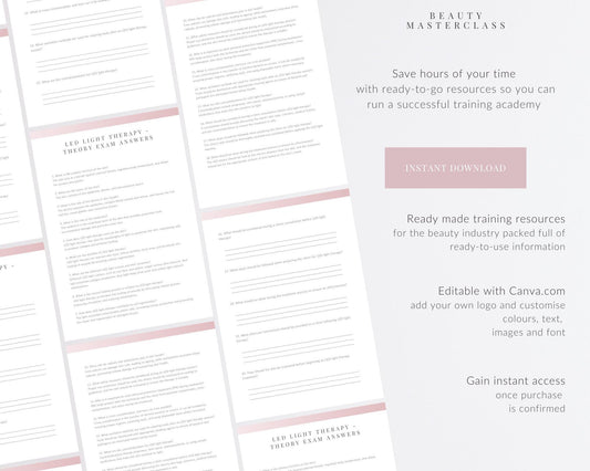 LED Light Therapy Facial Editable Theory Exam