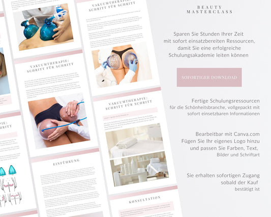 German Vacuum Therapy Buttock, Breast Lift and Lymphatic Drainage Editable Training Manual