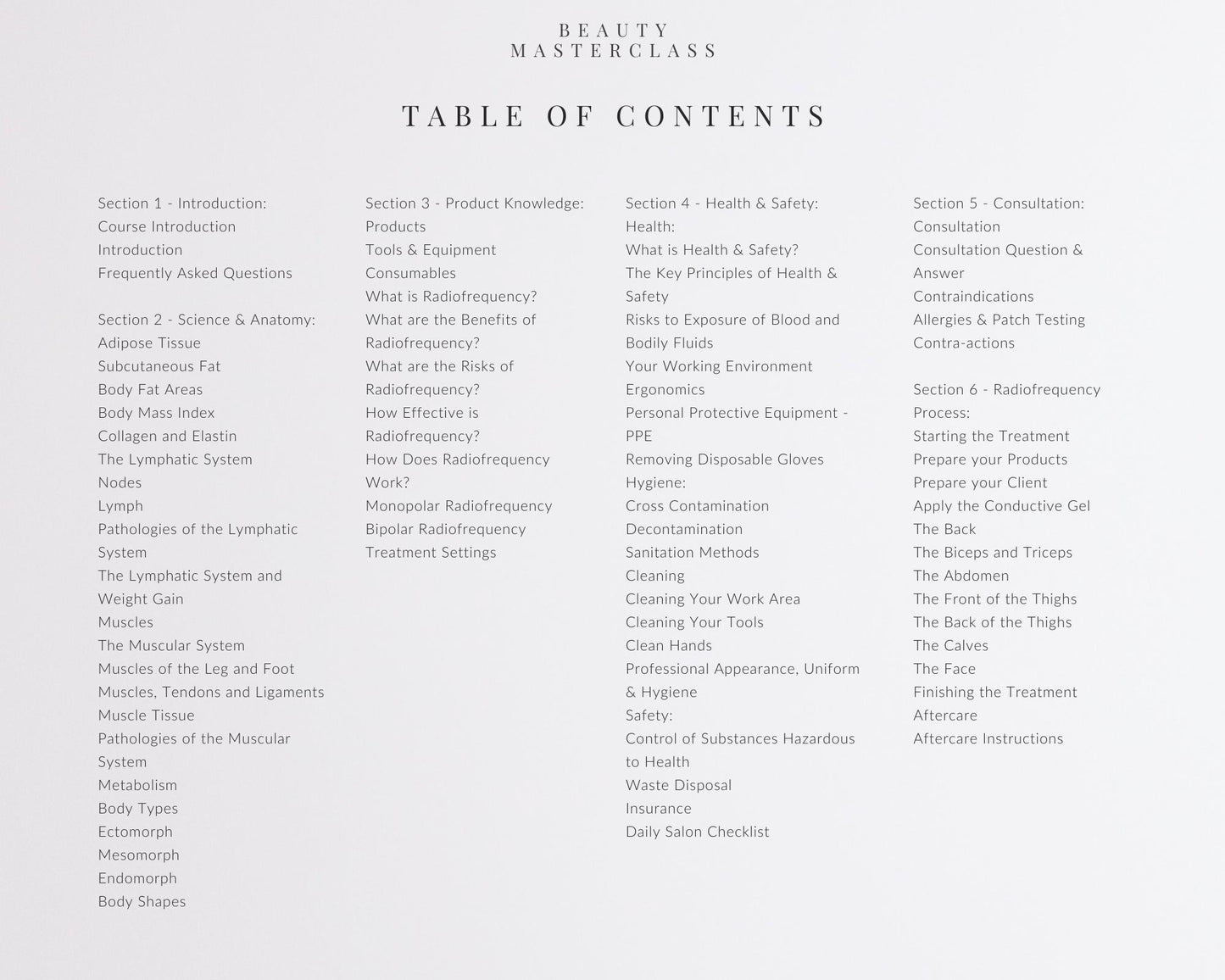Radiofrequency Editable Training Manual for Body Contouring Therapy