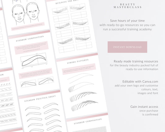 Nanobrows Mapping and Stroke Pattern SPMU Editable Training Worksheets