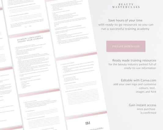 Eyebrow Lamination Editable Theory Exam