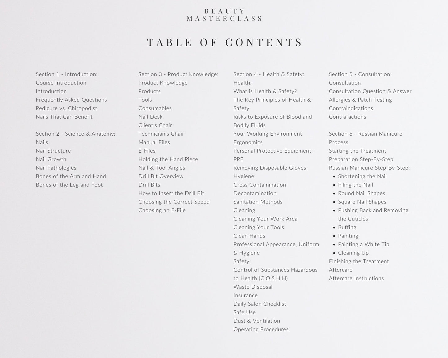 Russian Pedicure Editable Training Manual