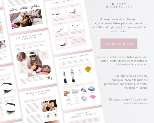 Spanish Cluster Lash Extension Editable Training Manual