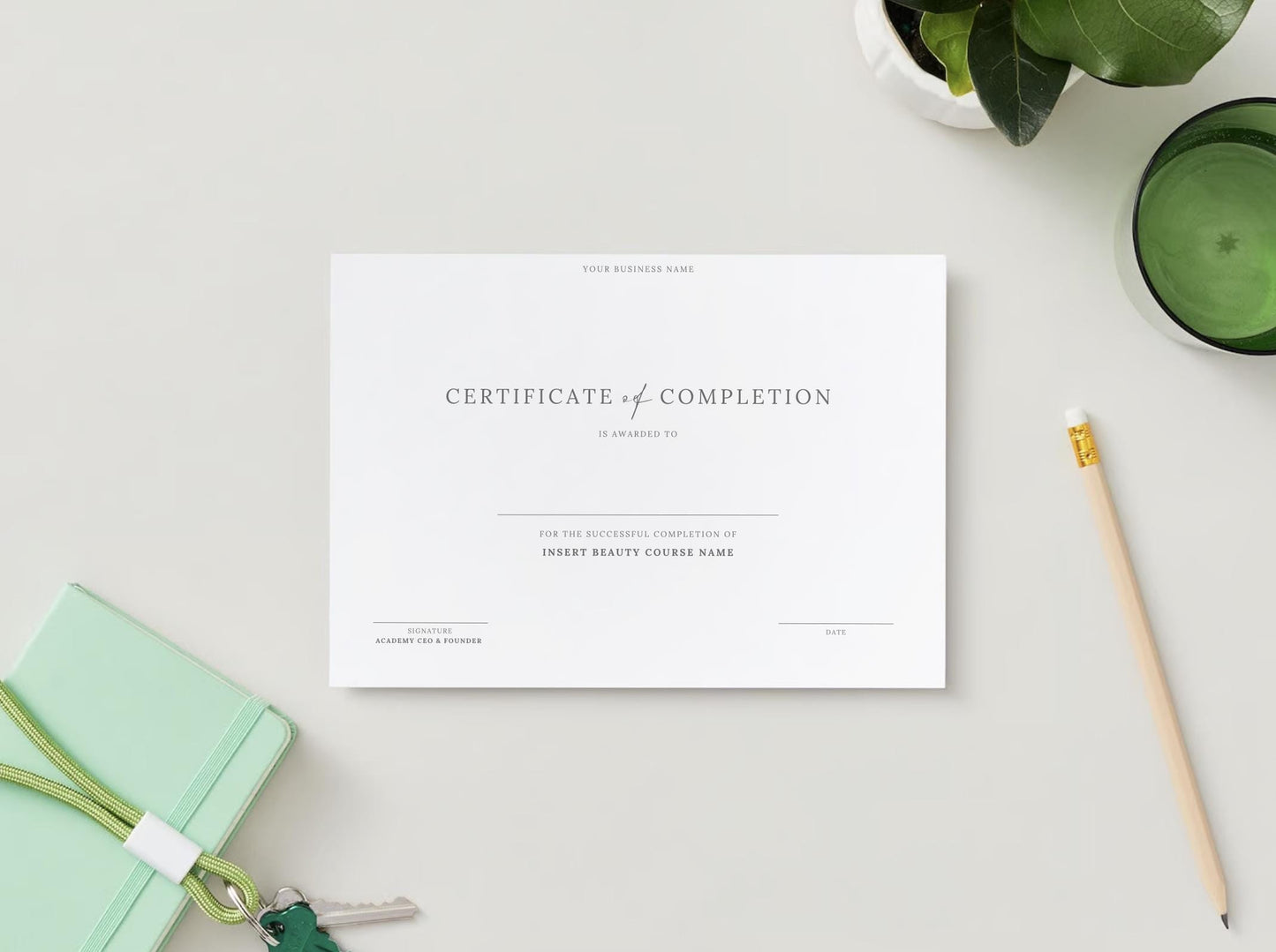 Editable Beauty Course Certificate | Canva Template