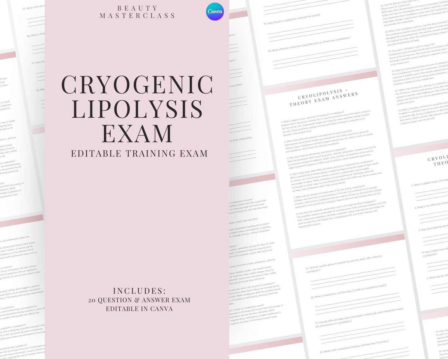 Cryogenic Lipolysis Body Contouring Editable Theory Exam