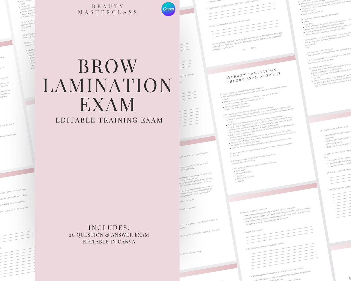 Eyebrow Lamination Editable Theory Exam