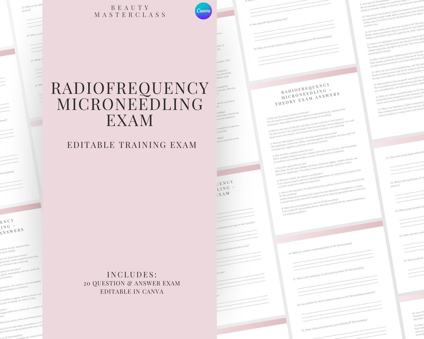 RF Microneedling Facial Editable Theory Exam