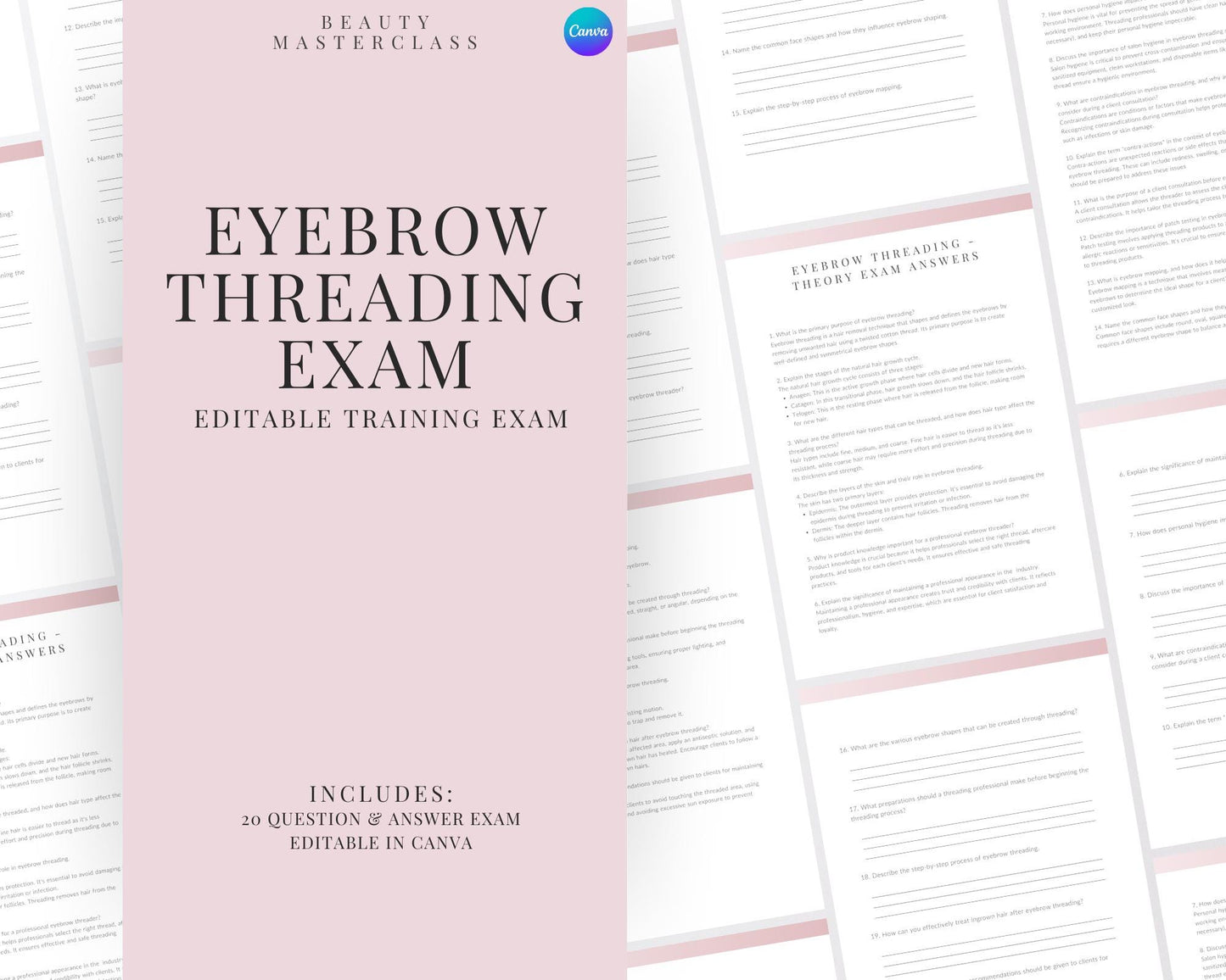 Eyebrow Threading Editable Theory Exam