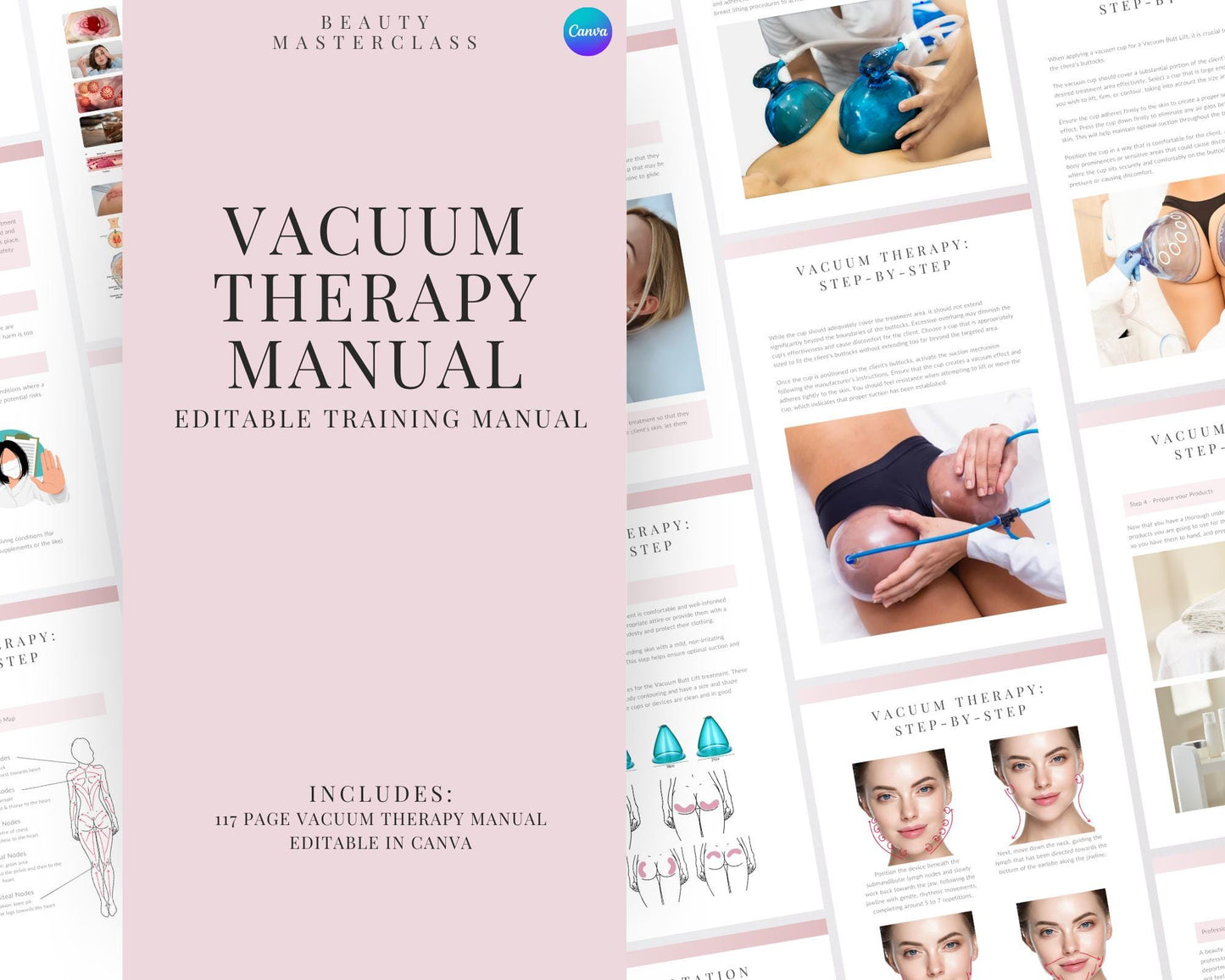 Vacuum Therapy Buttock, Breast Lift and Lymphatic Drainage Editable Training Manual for Body Contouring Therapy