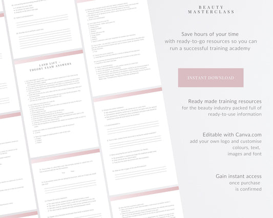 Eyelash Lift and Tint Editable Theory Exam
