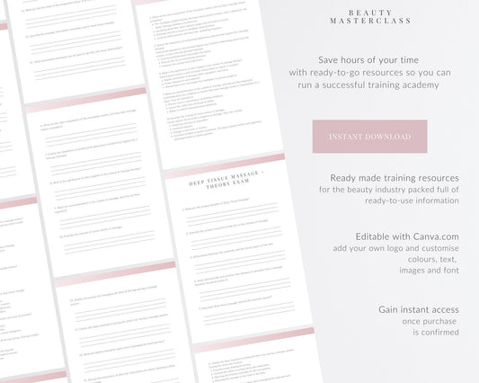 Deep Tissue Massage Editable Theory Exam