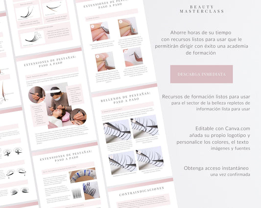 Spanish Classic Hybrid and Volume Lash Extension Editable Training Manual
