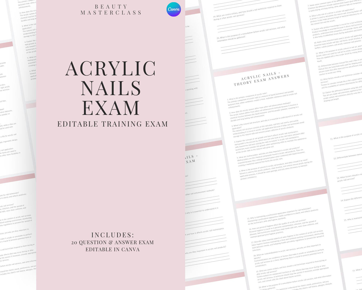 Acrylic Nails Editable Theory Exam