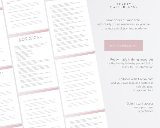Bamboo Massage Editable Theory Exam