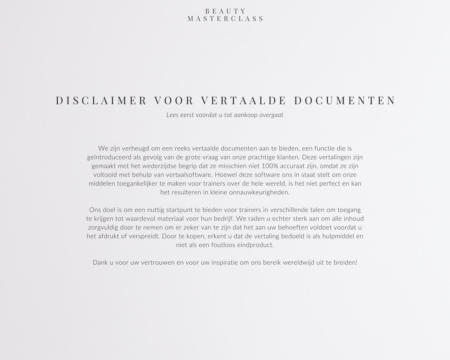 Dutch Dermaplaning Editable Training Manual