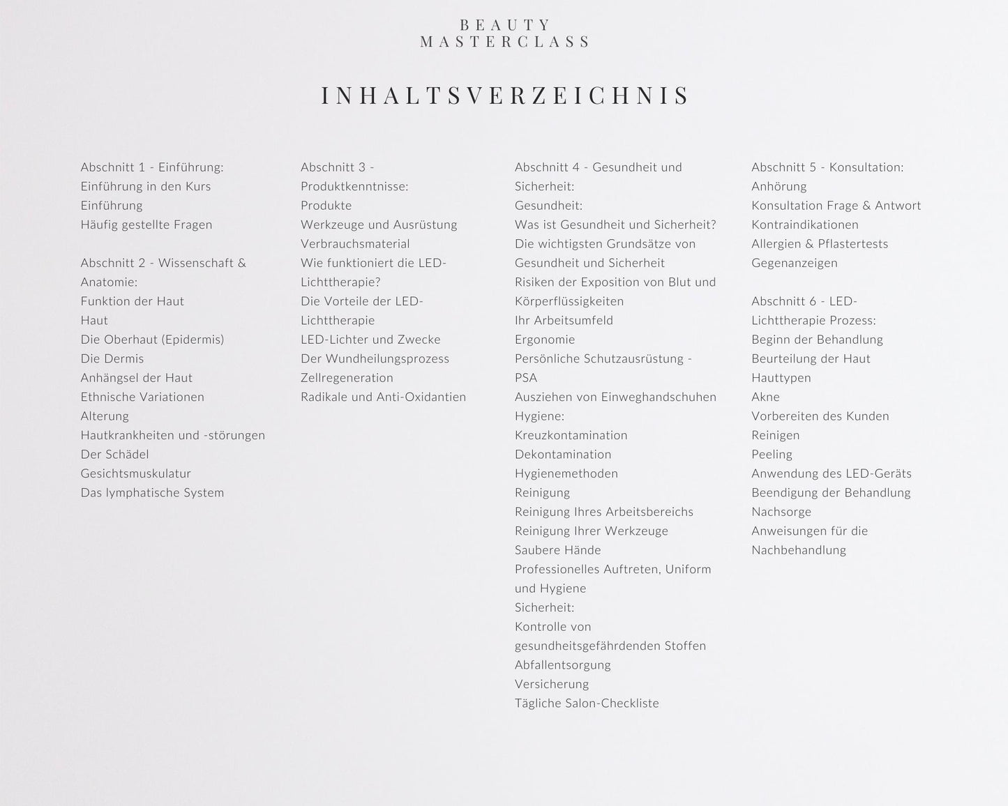 German LED Light Therapy Facial Editable Training Manual