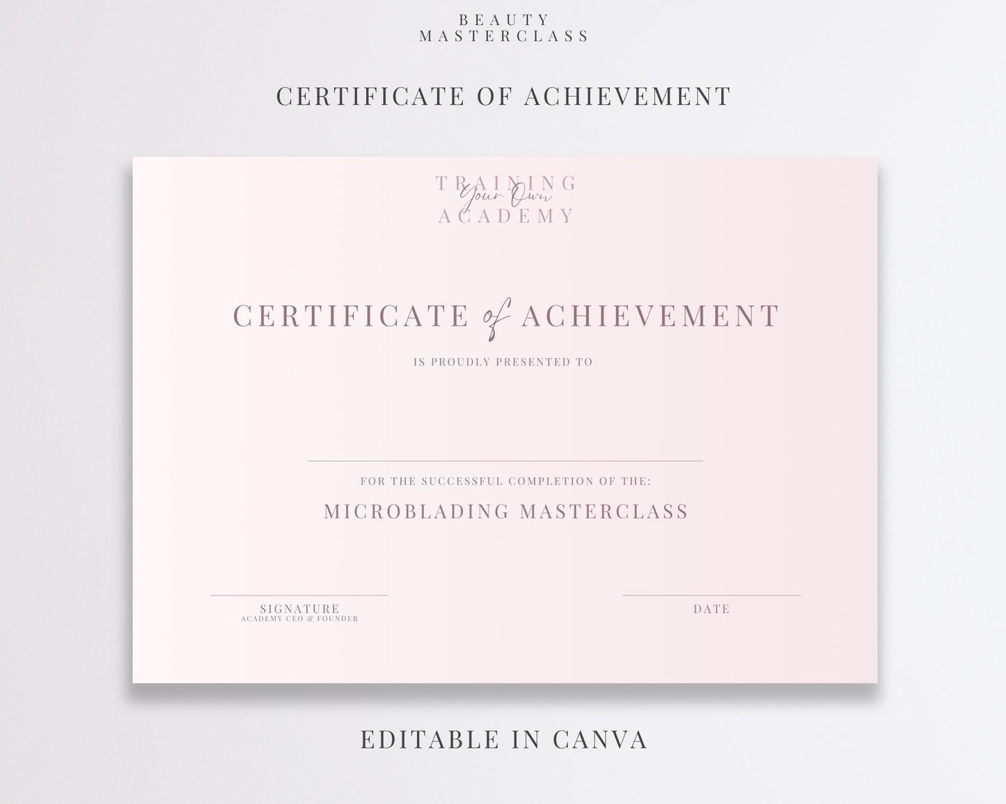 Editable Beauty Course Certificate | Canva Template