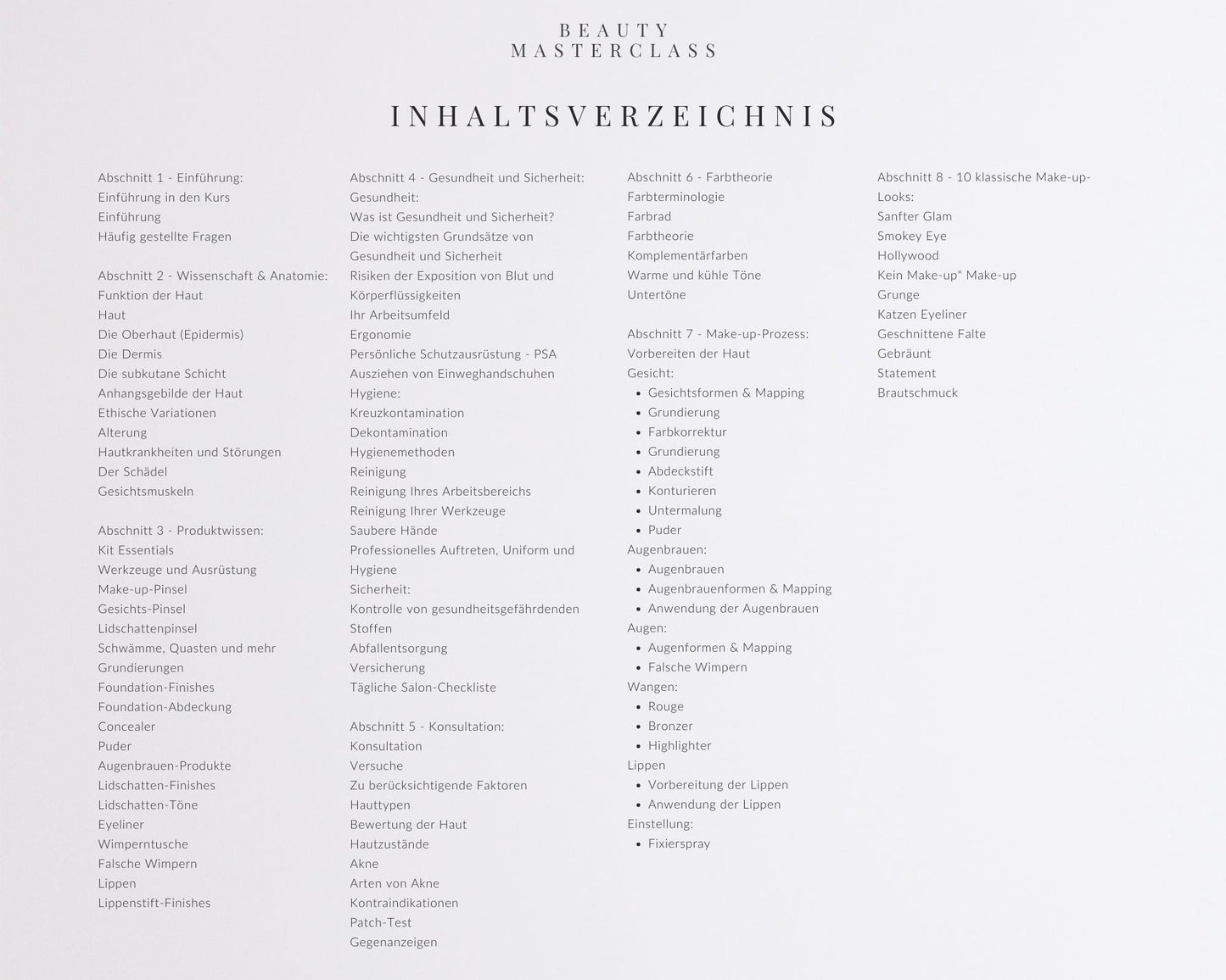 German Makeup Artist Editable Training Manual