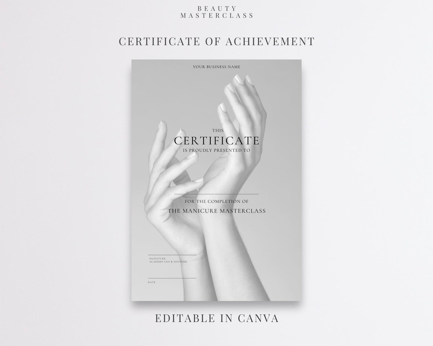 Editable Beauty Course Certificate | Canva Template