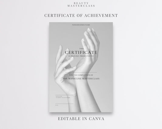 Editable Beauty Course Certificate | Canva Template