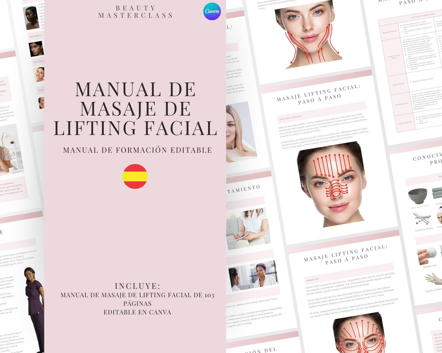Spanish Face Lift Massage Editable Training Manual