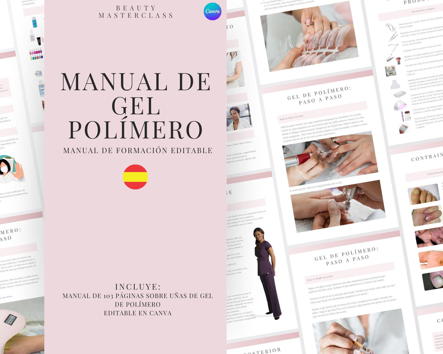 Spanish Polymer Gel Nail Extensions Editable Training Manual