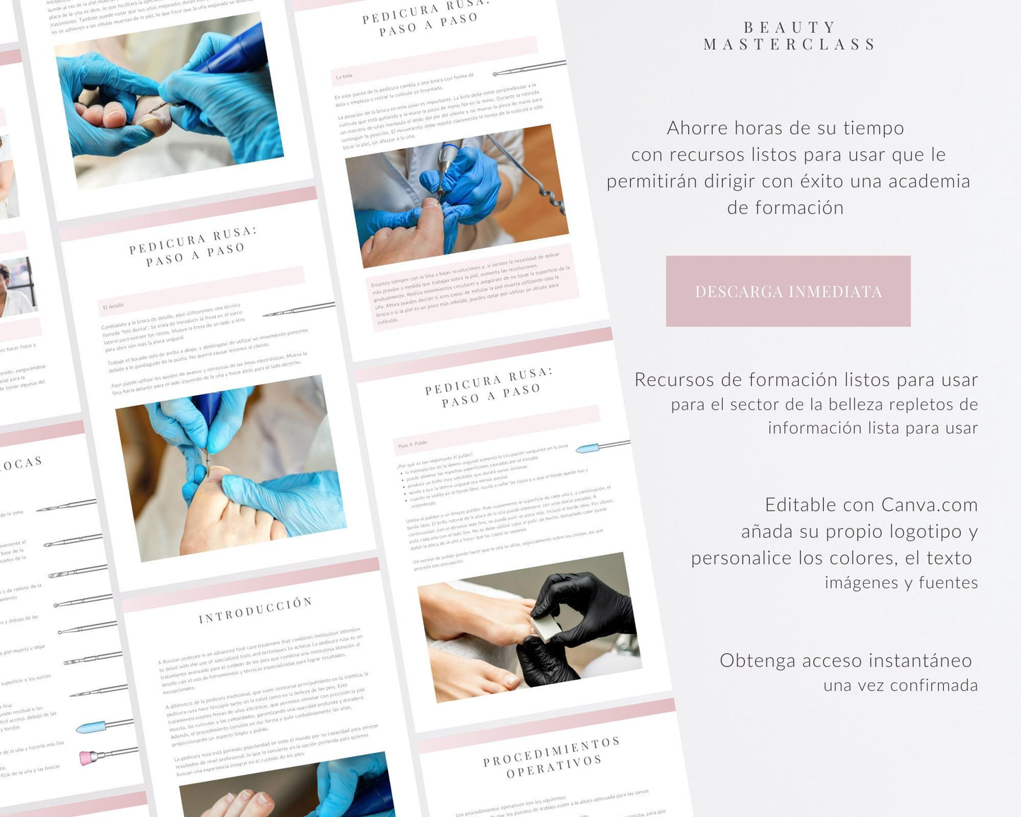 Spanish Russian Pedicure Editable Training Manual