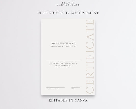 Editable Beauty Course Certificate | Canva Template
