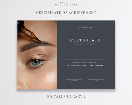Editable Beauty Course Certificate | Canva Template