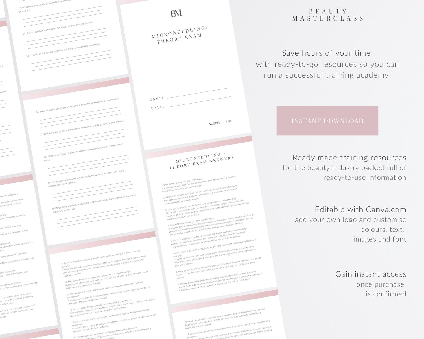 Microneedling Facial Editable Theory Exam
