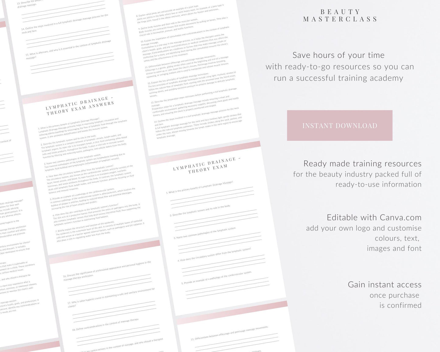 Lymphatic Drainage Massage and Body Contouring Editable Theory Exam