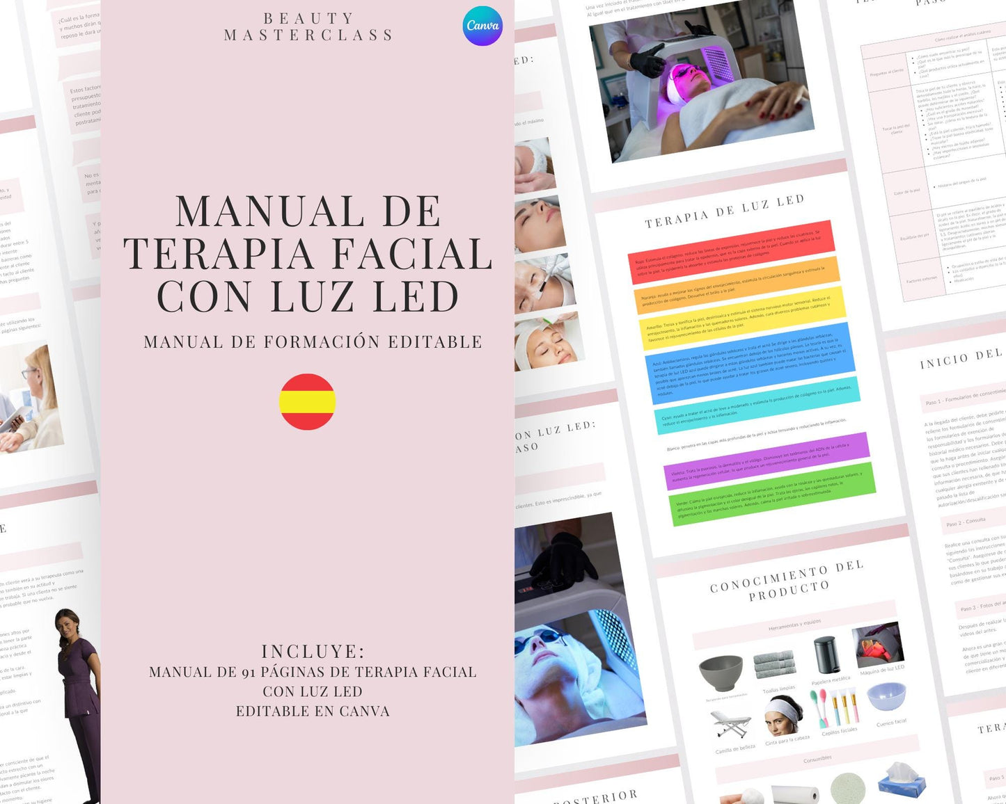 Spanish LED Light Therapy Facial Editable Training Manual